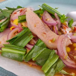 ข้าวยำปลาร้าหมูย่าง+ข้าวเจ้า