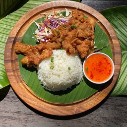 Fried Marinated Pork With Rice - ข้าวหมูหมักชุบแป้งทอด