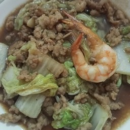 ผัดผักกาดขาวใส่หมูสับ(เป็นกับข้าว)