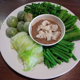 น้ำพริกกุ้งสด-ผักลวก