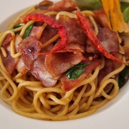36.1สปาเก็ตตี้เบคอนผัดพริกแห้ง Spaghetti Bacon with Dried Chilli