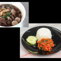 ข้าวเนื้อระเบิด+เกาเหลาเนื้อ