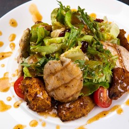 สลักฟักทองอบกับไก่ย่าง