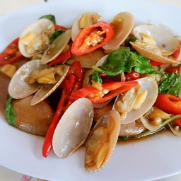 ผัดหอยลายน้ำพริกเผา