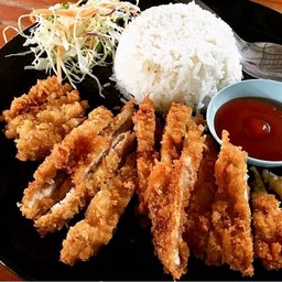 ข้าวคะน้า หมูทอด