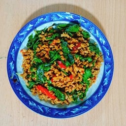 กะเพราโปรตีนเกษตรหมูสับVegan