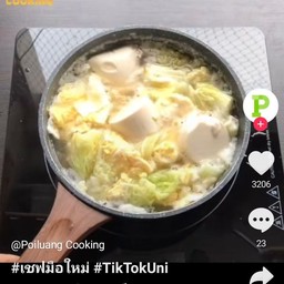 ไข่น้ำเต้าหู้ไข่แบบไม่เจียวหมูสับ