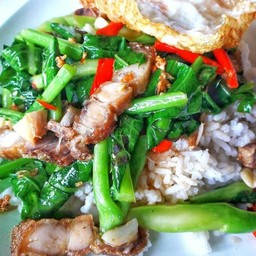 ข้าวคะน้าหมูกรอบ