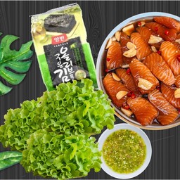 แซลมอนดองซอสเกาหลี+สาหร่าย ชุดใหญ่