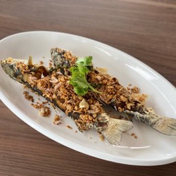 ปลากระบอกทอดกระเทียม