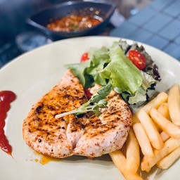 สเต็กอกไก่ ซอสครีมเห็ด