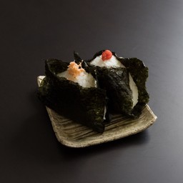 Onigiri with salmon, mentaiko