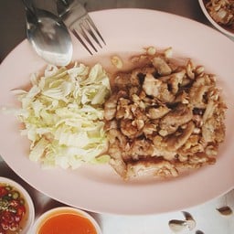 หมู ,ไก่ ทอดกระเทียม ราดข้าว