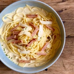 สปาเก็ตตี้ครีมแฮมเห็ด