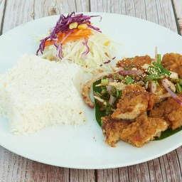 ข้าวยำไก่แซ่บ+สลัด