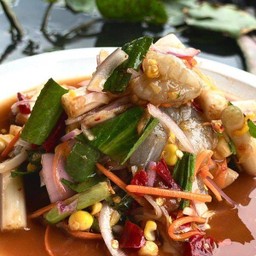 ตำไหลบัวกุ้งสดปลาร้า