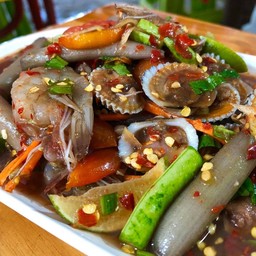 ตำหอยแครงกุ้งสด