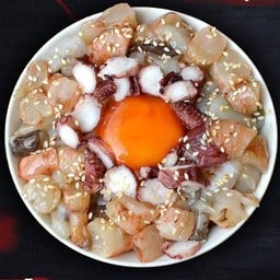 เอบิทาโกะวาซะด้ง+ไข่ดองญี่ปุ่น