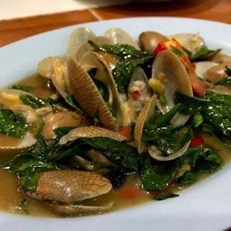 หอยลายผัดน้ำมันหอย