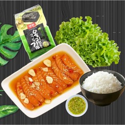 แซลมอลดองซอสเกาหลี+ข้าว+สาหร่าย