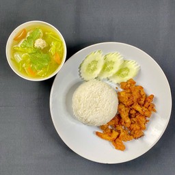 ข้างหมูทอด+ต้มจืด