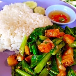 ข้าวคะน้าหมูกรอบ