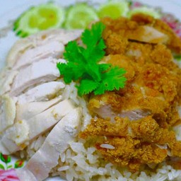ข้าวมันไก่ผสม(ไก่ต้ม+ทอด)(พิเศษ)