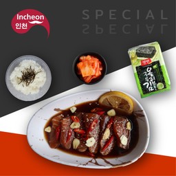 Set ปลาแซลมอนดอง+กิมจิ+ข้าวญี่ปุ่น+สาหร่ายอบกรอบ