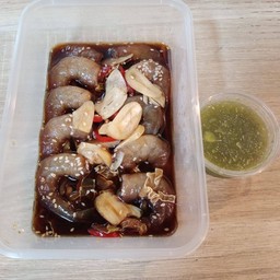 กุ้งดองซีอิ๊ว+น้ำจิ้มซีฟู้ด