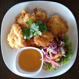 เนื้อปลากระพงชุบแป้งทอด