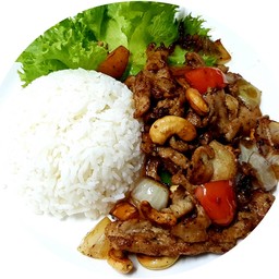 ข้าวหมูพริกไทยดำราดข้าว