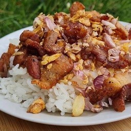 ข้าวหมูรวมทอดกระเทียมพริกไทย ราดข้าว (L)