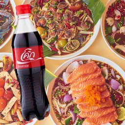 อร่อยซ่ากับโค้ก ยำสองใจ+โค้ก ขนาดสุดคุ้ม 590 ml.