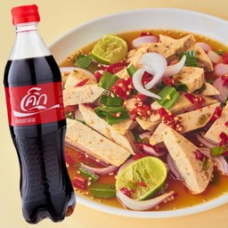 อร่อยซ่ากับโค้ก ยำหมูยอ+โค้ก ขนาดสุดคุ้ม 590 ml.