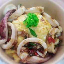 ข้าวไข่ข้น+หมึกพริกสวน
