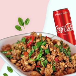 [อร่อยซ่ากับโค้ก] กะเพรา ราดข้าว+โค้กลดพิเศษ!