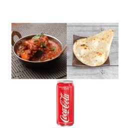 [ อร่อยซ่ากับโค้ก ] Chicken Tikka Masala + Butter Naan + Coke (325ml.)