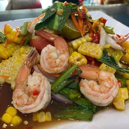 ยำข้าวโพดกุ้งสด