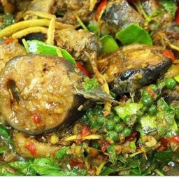 ผัดเผ็ดปลาดุกอุย(ราดข้าว)