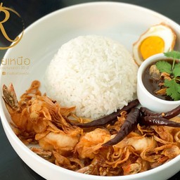 ข้าวกุ้งทอดราดซอสมะขาม