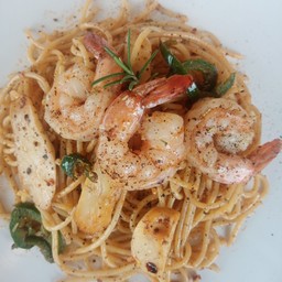 สปากุ้งพริกแม็กซิกัน Spaghetti Mexican Chilli