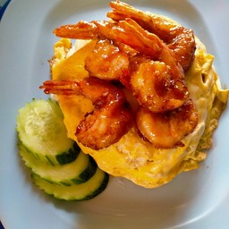 ข้าวไข่ข้นกุ้งทอดซอสมะขาม3รส