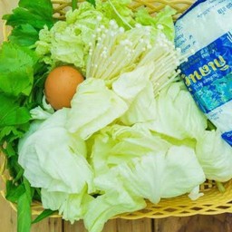 ชุดผักรวม ไข่+วุ้นเส้น500กรัม