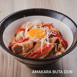 Amakara Buta Don ข้าวหน้าหมูสามชั้นสไลซ์ และไข่ดองโชยุ