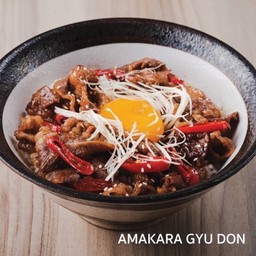 Amakara Gyu Don ข้าวหน้าเนื้อ US และไข่ดองโชยุ