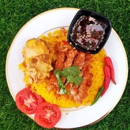 ข้าวหมก ไก่ผสม (ไก่หมก+ไก่ทอด)