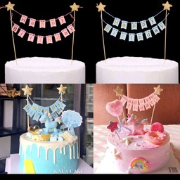 ธงปักเค้ก happy birthday สีฟ้า