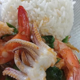 ข้าวราดพริกแกง กุ้ง+หมึก