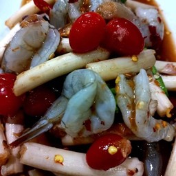 ตำไหลบัว,กุ้งสด