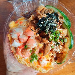 ข้าวหมูเทริยากิ มิกซ์ ไข่ข้นกุ้ง